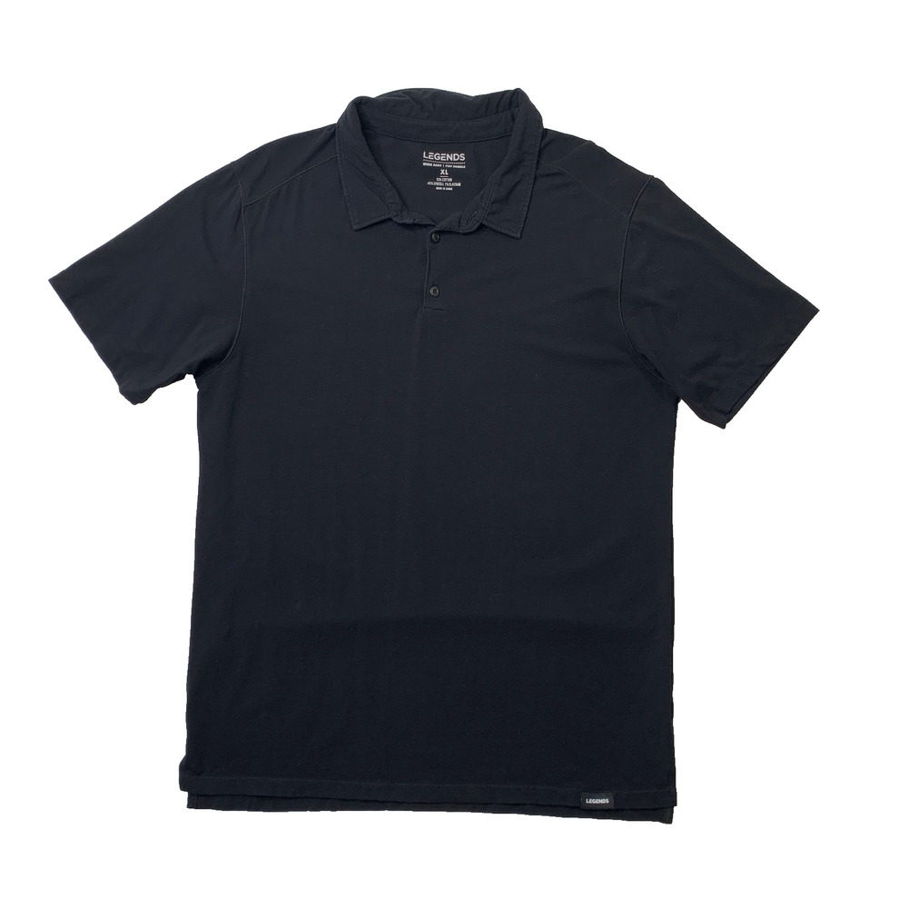 Legends Polo Shirt Mens XL Black Cotton Lyocell Blend Stretch Short Sleeve Golf